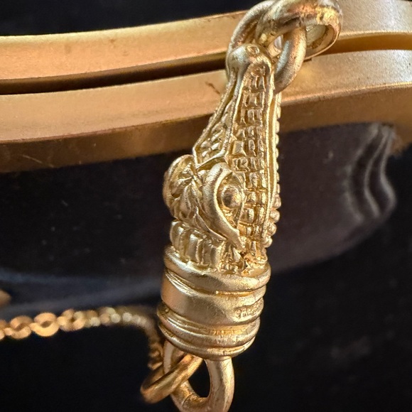 Chic Black satin with Gold alligator accents Women's Clutch - Picture 6 of 7